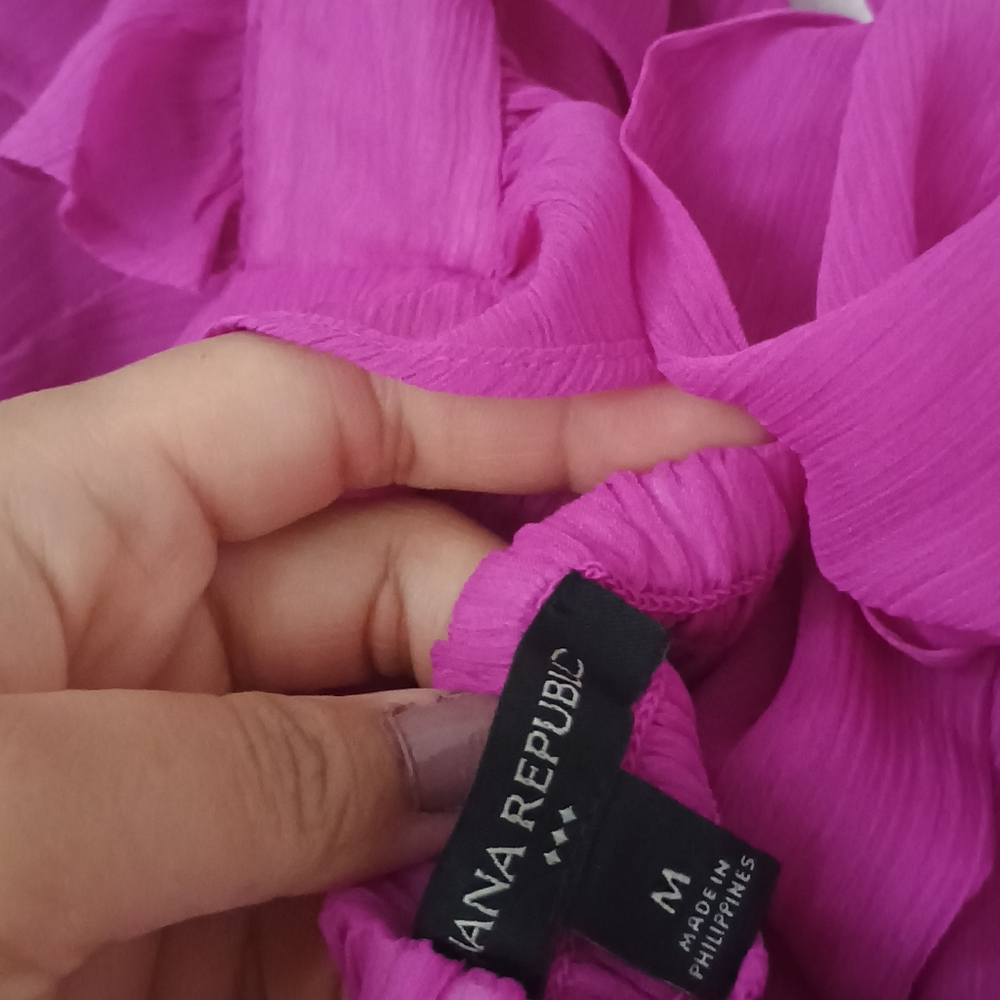 NWOT Banana Republic Magenta Pink Crepe Ruffled flutter Women's Summer Top - Picture 7 of 8